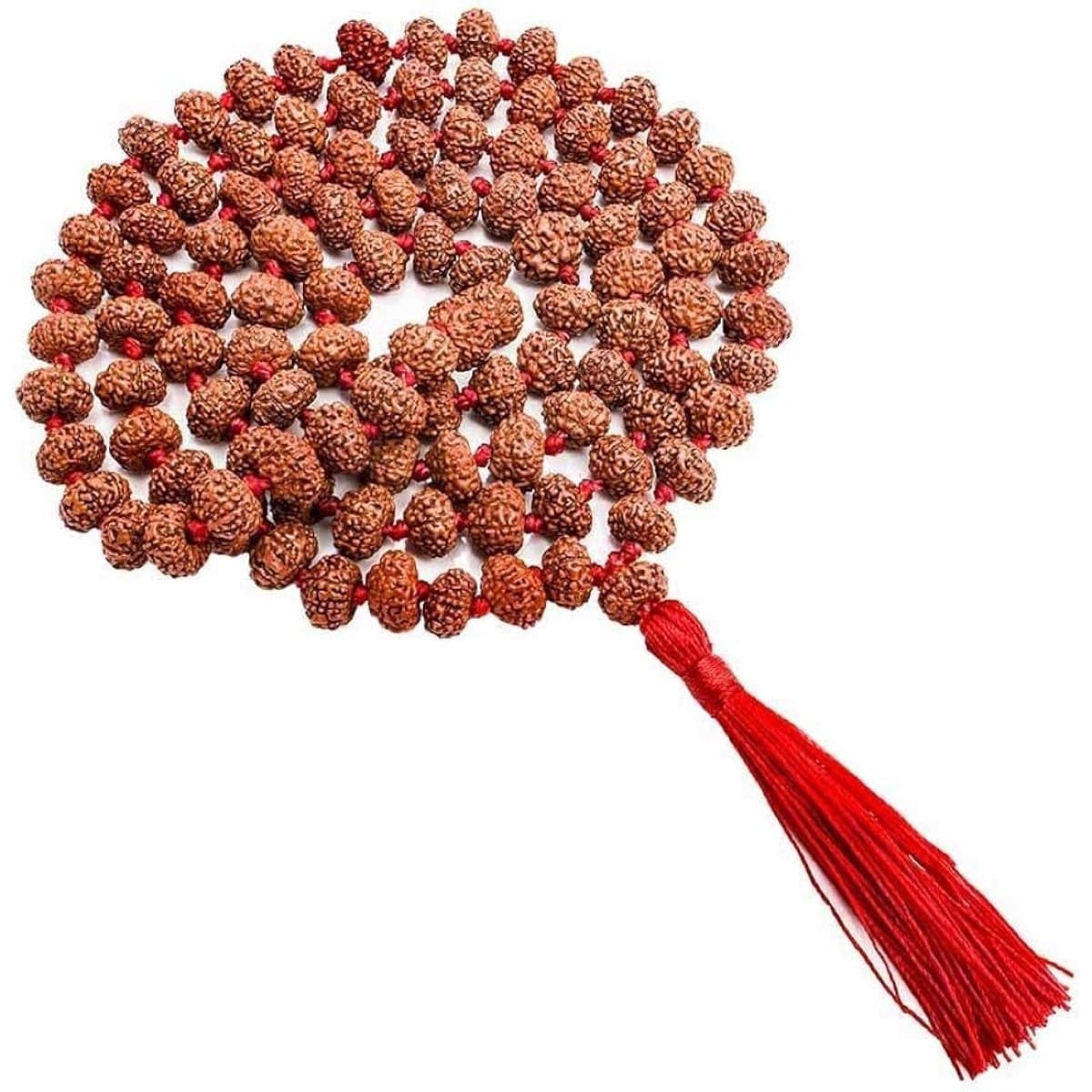 Amorfos® Men and Women 5 Mukhi 108 Beads Rudraksha Kantha Guru Siddha Mala (18-20mm, Brown)