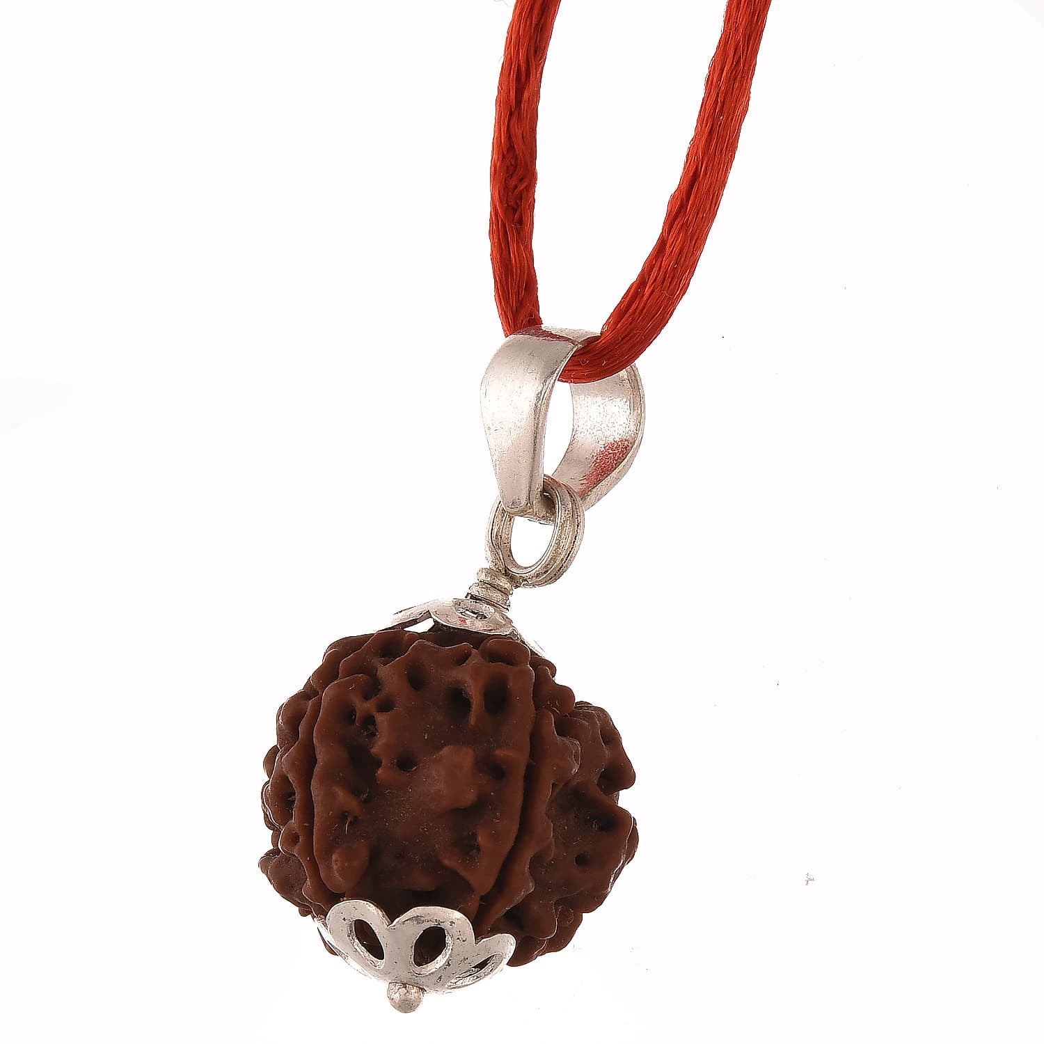Amorfos® Certified 5 Mukhi Nepali Rudraksha Pendant, Nepal (Brown)